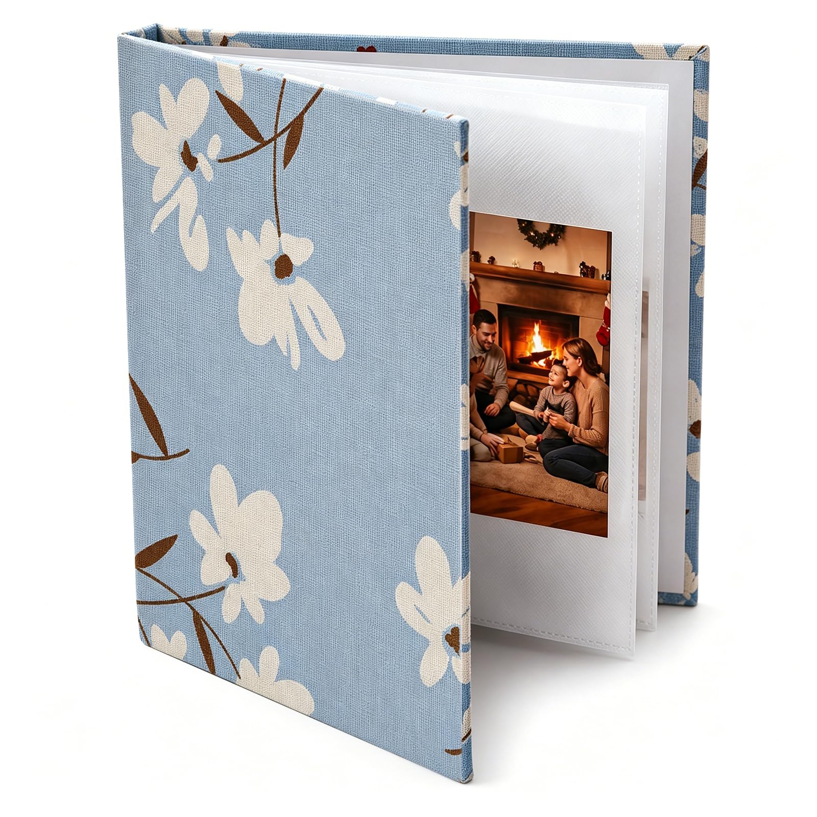 Portable Linen Cover Photo Album Holds 100 Pictures 10x15 cm 4x6 Inch Compact Memory Picture Book for Travel Wedding Birthday Anniversary Present(Blue)