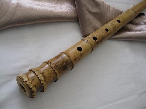 Miniatura 8 de 1.8 Zen Shakuhachi. Instrumento pentatónico. w. Boquilla de bambú natural y extremo de raíz.