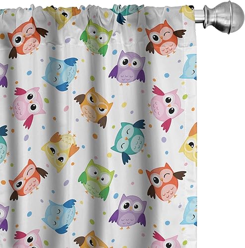 Miniatura 7 de Ambesonne Cortinas modernas para ventana, con palabras temáticas de café Macchiato Mocha Americano Breve Postre, decoración ligera, juego de 2