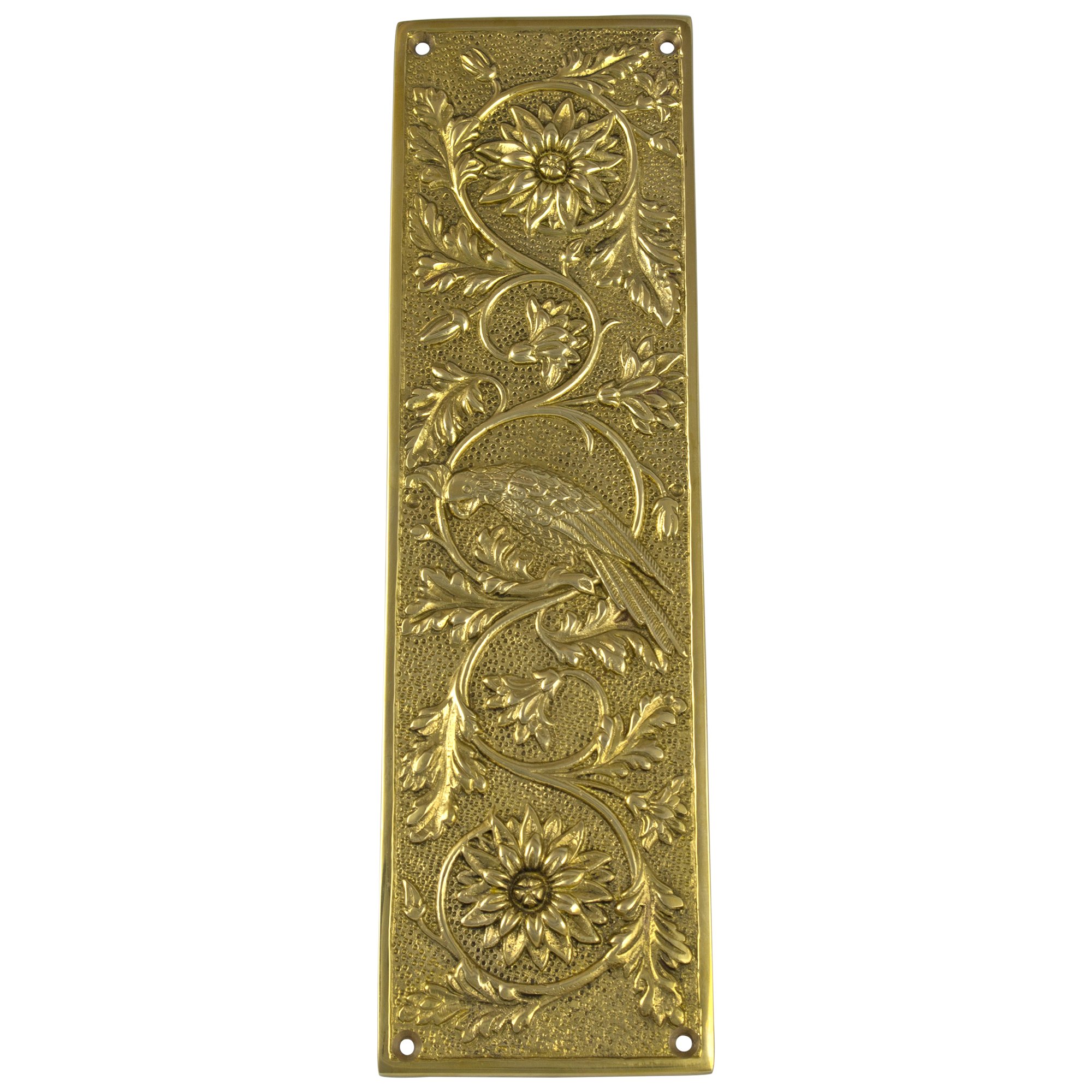 Parrot Motif Push Plate in Cast Solid Brass (Brass)