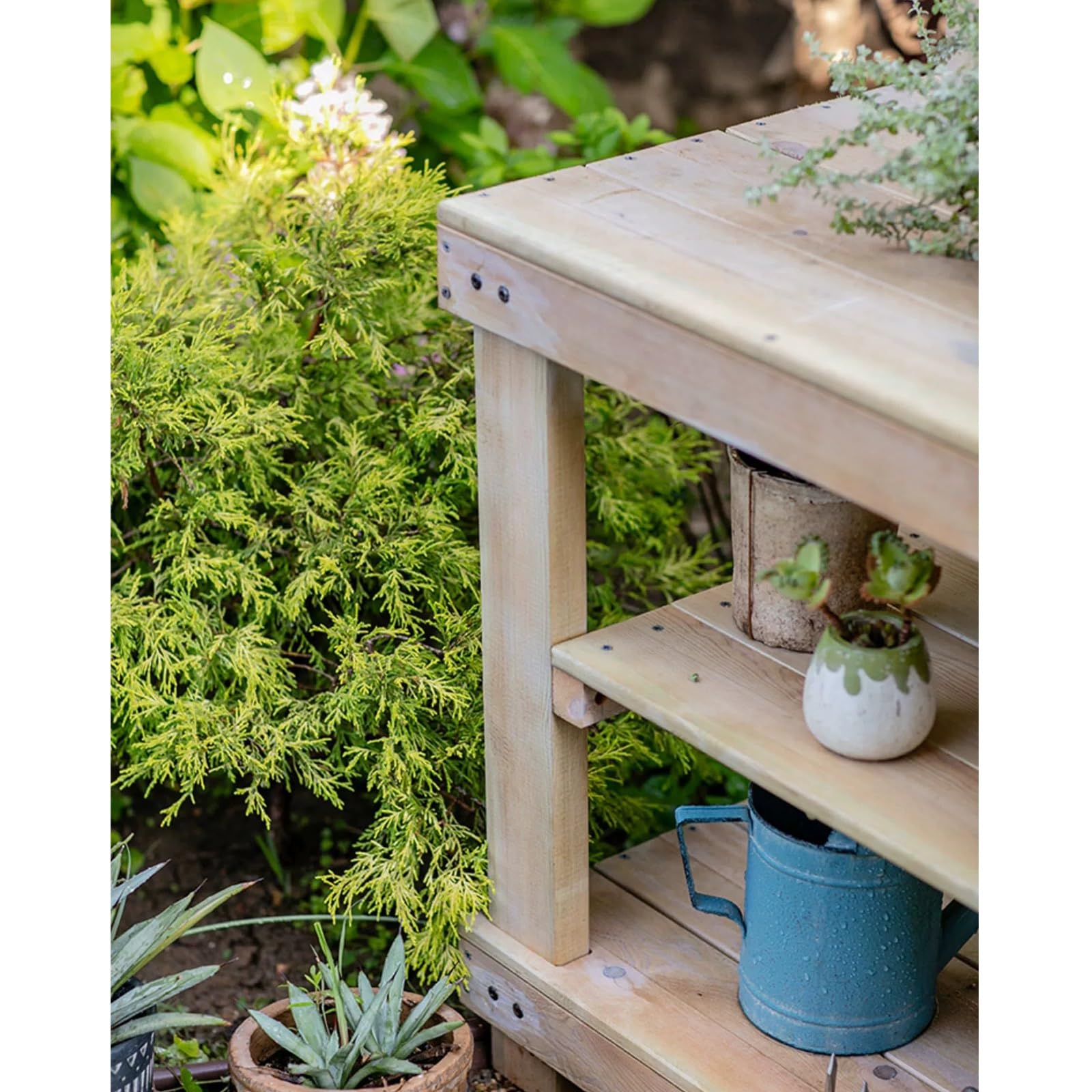 Garten-Pflanztisch für den Außenbereich, mit Ablage, robuster Arbeitsplatz für den Gartenbau, perfekt für Terrassen- und Hinterhof-Gartenarbeit