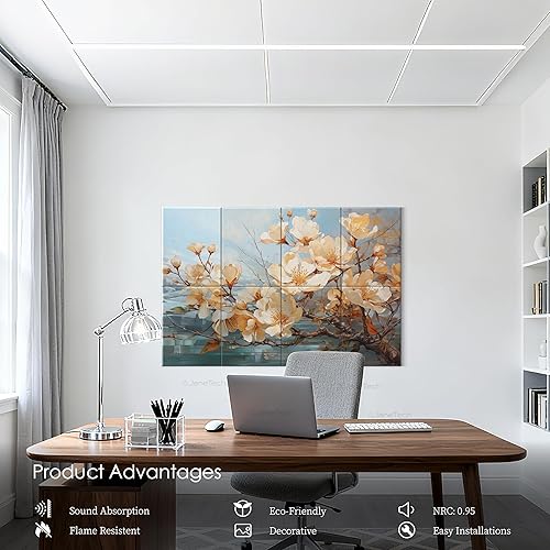 Miniatura 5 de Paquete de 8 paneles acústicos artísticos de 48 x 32 pulgadas, paneles de absorción de sonido, tratamiento acústico para estudios, oficinas,