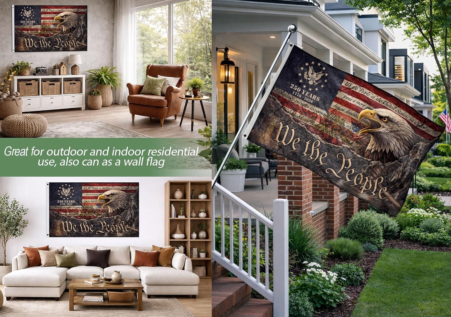We The People Flag, 1776-2026 250th Anniversary Flag With Brass Grommets, American Flags With Eagle, Double-sided Printing, Patriotic Flags Decor House, 250th Anniversary Banner 3x5 Ft 2