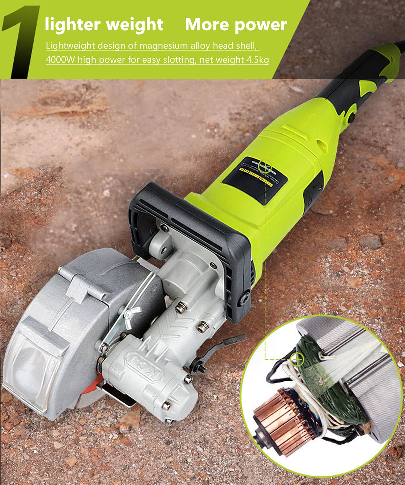 Cortadora De Pared, Máquina Ranuradora De Hormigón Y Ladrillo De 4000w, con 5 Hojas De Sierra, Profundidad Y Ancho De Corte Ajustables, Profundidad De Corte 37mm