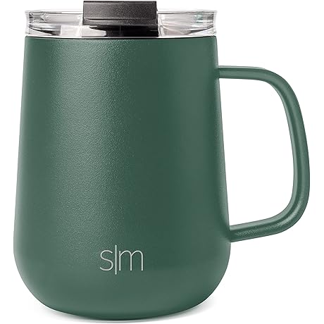 Travel Coffee Mug with Lid and Handle | Reusable Insulated Stainless Steel...