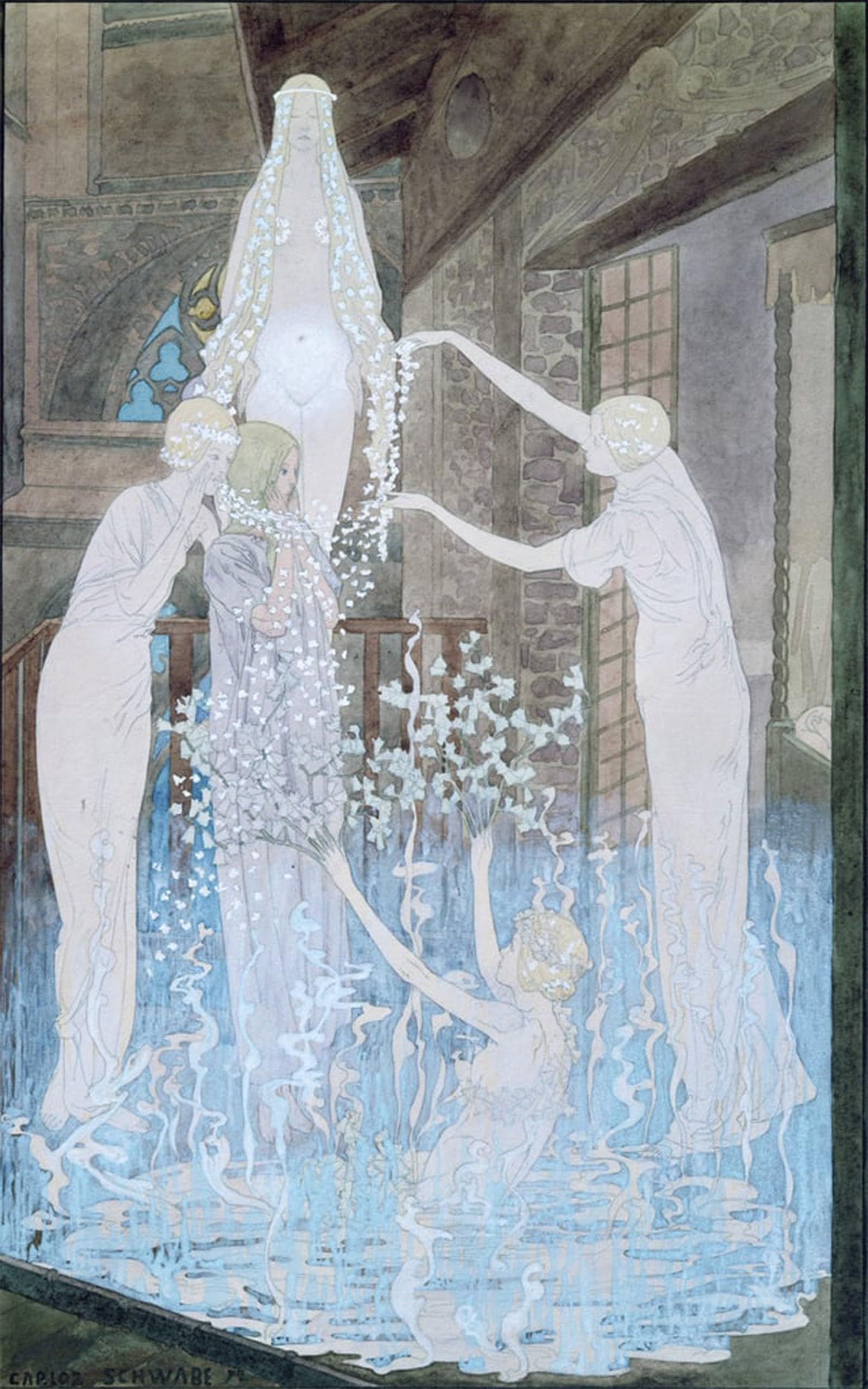 POSTERIIk Famous Print Pop Art Wall Art Graffiti Illustration From le Reve by Carlos Schwabe Art Prints for Home Decor 60x90cm