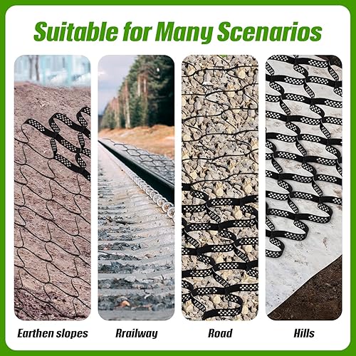 Miniatura 7 de Sasylvia Rejilla de grava de tierra Geocell de 15 x 6 pies para cobertizos, gruesa y plegable, permeable, resistente a la carga, rejilla