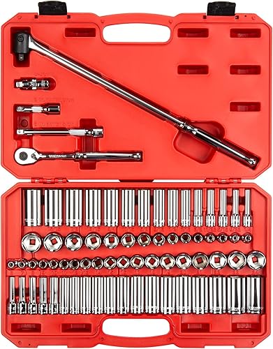 Miniatura 5 de TEKTON Juego de llaves y trinquete de 6 puntos de accionamiento de 12 pulgada 84 piezas 38 - 1-516 pulgadas 0394-1260in  SKT25302 y juego de llaves