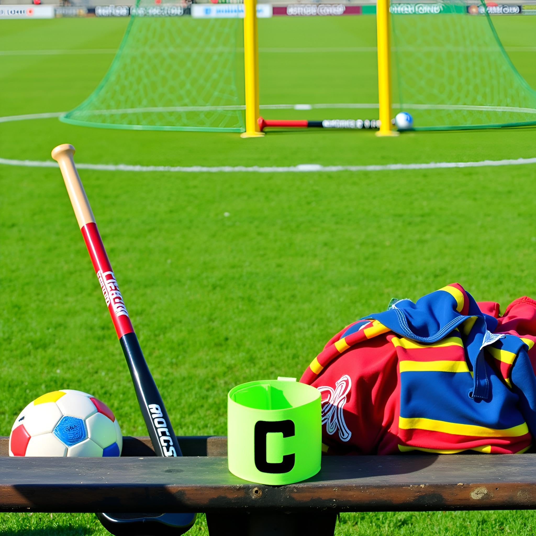 1 x grünes Kapitäns-Armband, mehrfarbig, Fußballkapitäns-Armband, elastisches Armband, Klettverschluss, verstellbar, für Erwachsene, Jugendliche, Juniorgröße, geeignet für viele Sportarten, Ausrüstung