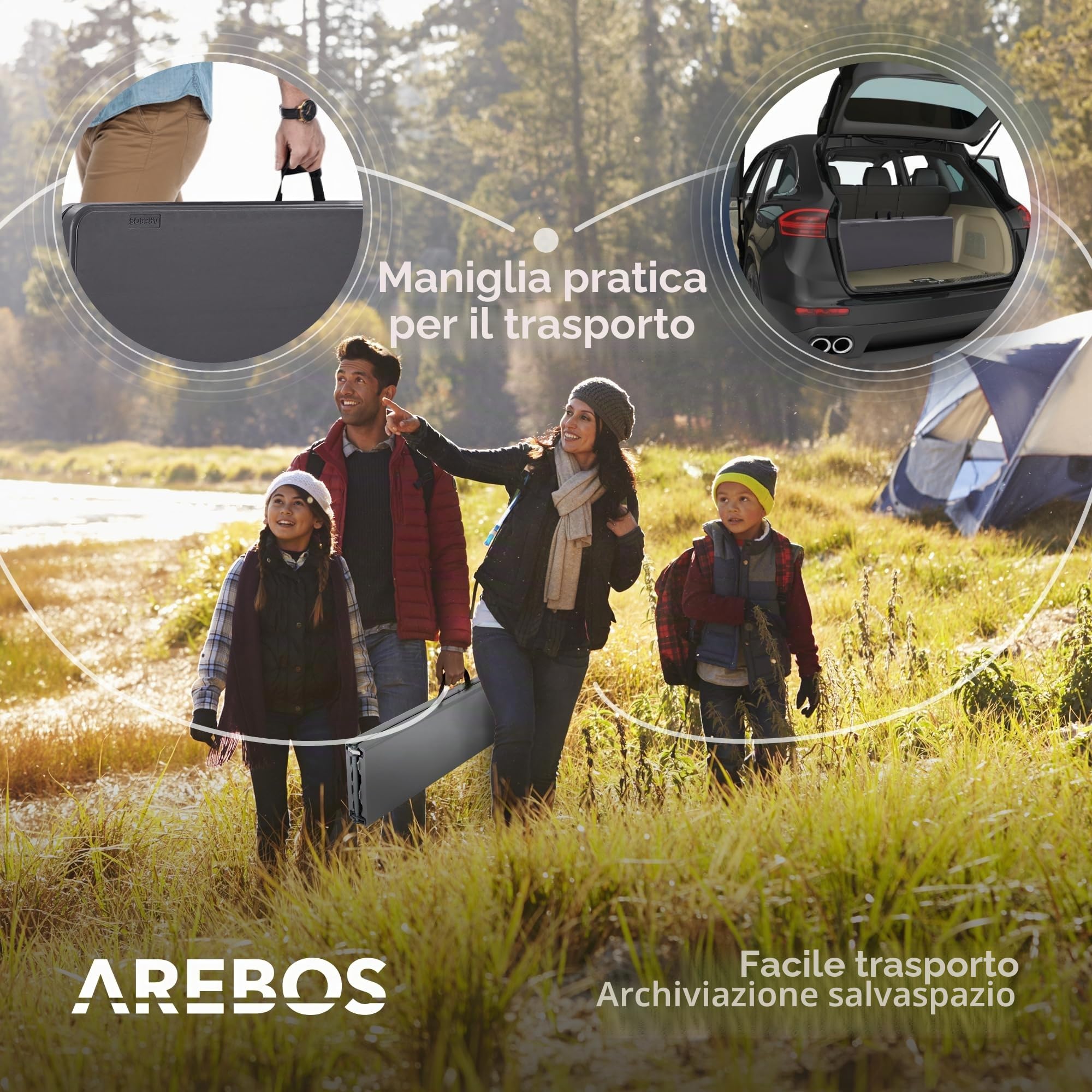 AREBOS Set 2 panchine pieghevoli da birra con maniglia per trasporto 183 x 28 x 43 cm | Ideali per campeggio, giardino e feste | Antracite