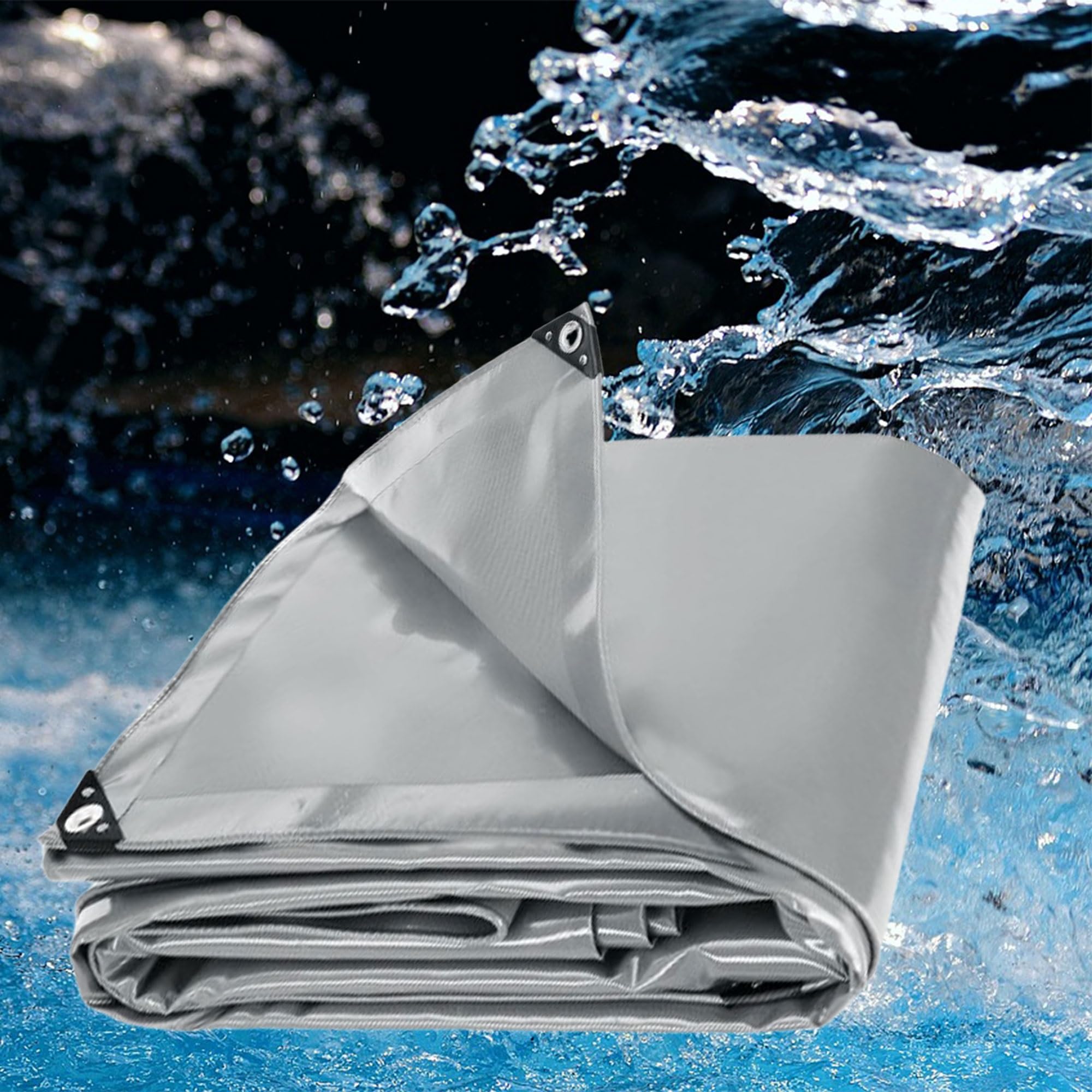 LDQBF Plane mit ösen, 1.5x2m 520g/m² PVC Plane Planen & Spanngurte Schutzplane Biwak Bootsplane mit Ösen Holzplane Gartenplane Grau