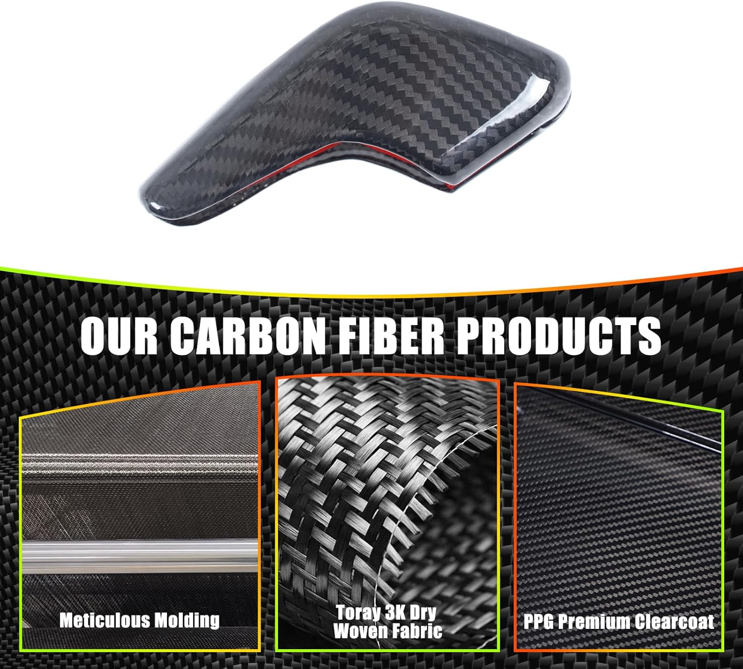 Daeiclru Gear Shifter Head Cover Compatible with Jaguar F-Type 2013-2026, Console Gear Shift Knob Head Protection Trim Accessories (Black)