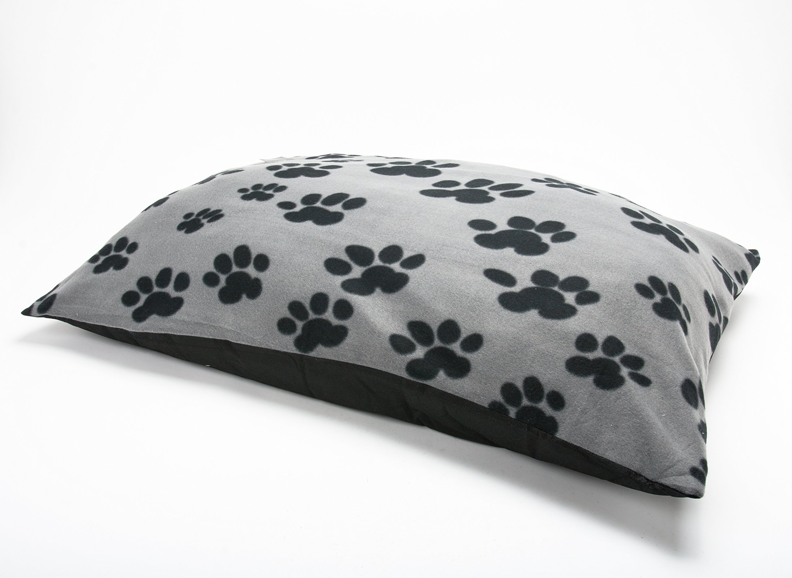 AmigoZone LARGE & Extra Large Crushed Valvet Dog Beds -Pet Washable Zipped Mattress Cushion (Gray Paw, Large) — image 1