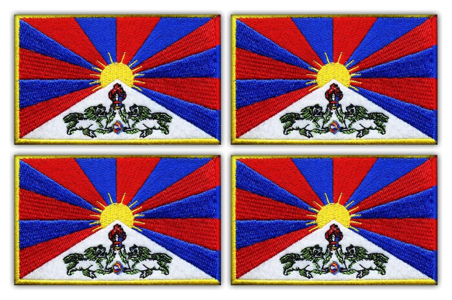 Juego de 4 parches bordados, diseño de bandera del Tíbet, tamaño XXL (15 x 9,8 cm)