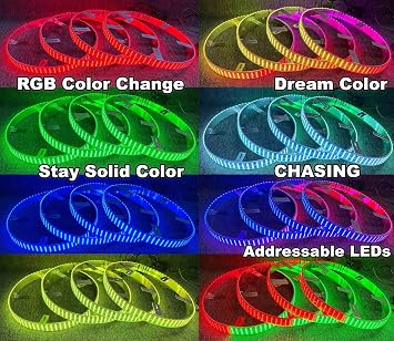 4PCS 15.5 5-Row RGB Chasing LED Wheel Lights Fits Trucks Cars