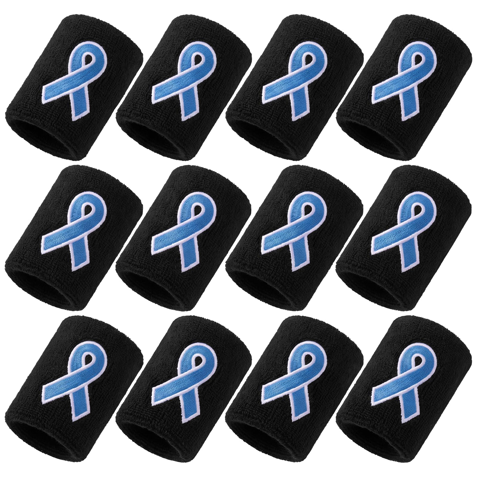 Ramede Prostate Cancer Awareness Sweatband Bulk Blue Ribbon Wristbands
