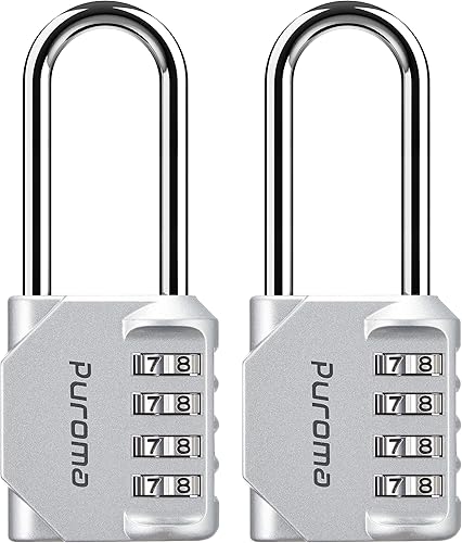 Puroma Candado de combinación con grillete de 2.5pulgadas de largo, 4 dígitos, resistente al agua, para el gimnasio, la escuela, la cerca, la
