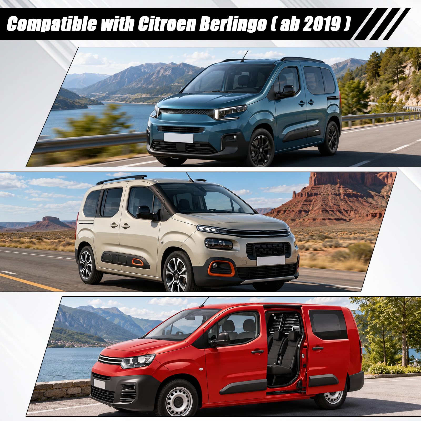 ZWPARTS Housse de Siège Personnalisé pour Citroën Berlingo 2019-2026 (5 Places), Housse de Siège Auto Imperméable, Protecteur de Siège Noir, Set Complet