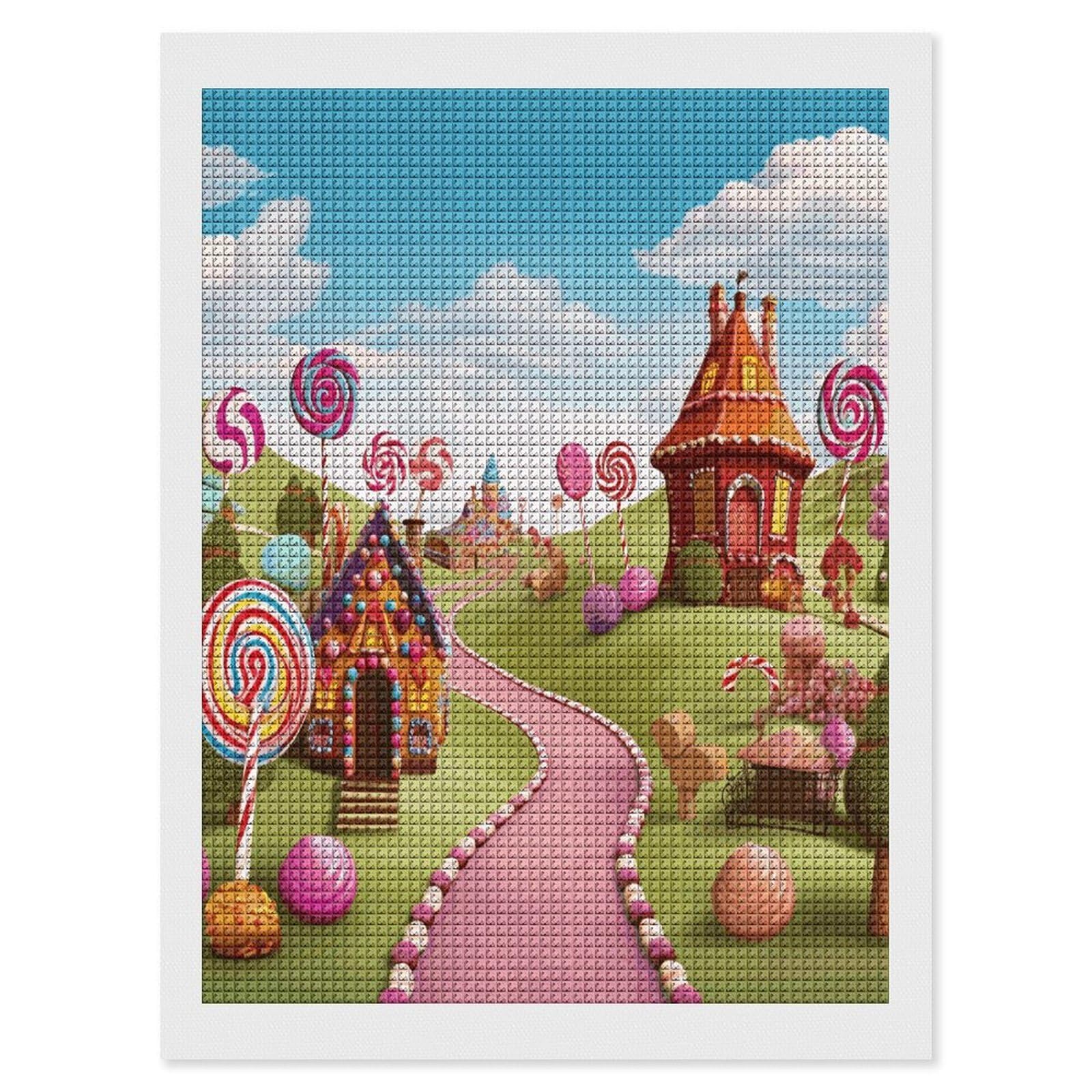 FodPand Candy Diamond Painting Kit for Beginner Fun 5D DIY Crafts for Adults Diamond Art Kits Square Diamond Art Canvas Painting Gem Art Crafts for Home Wall Decor 12"x16"