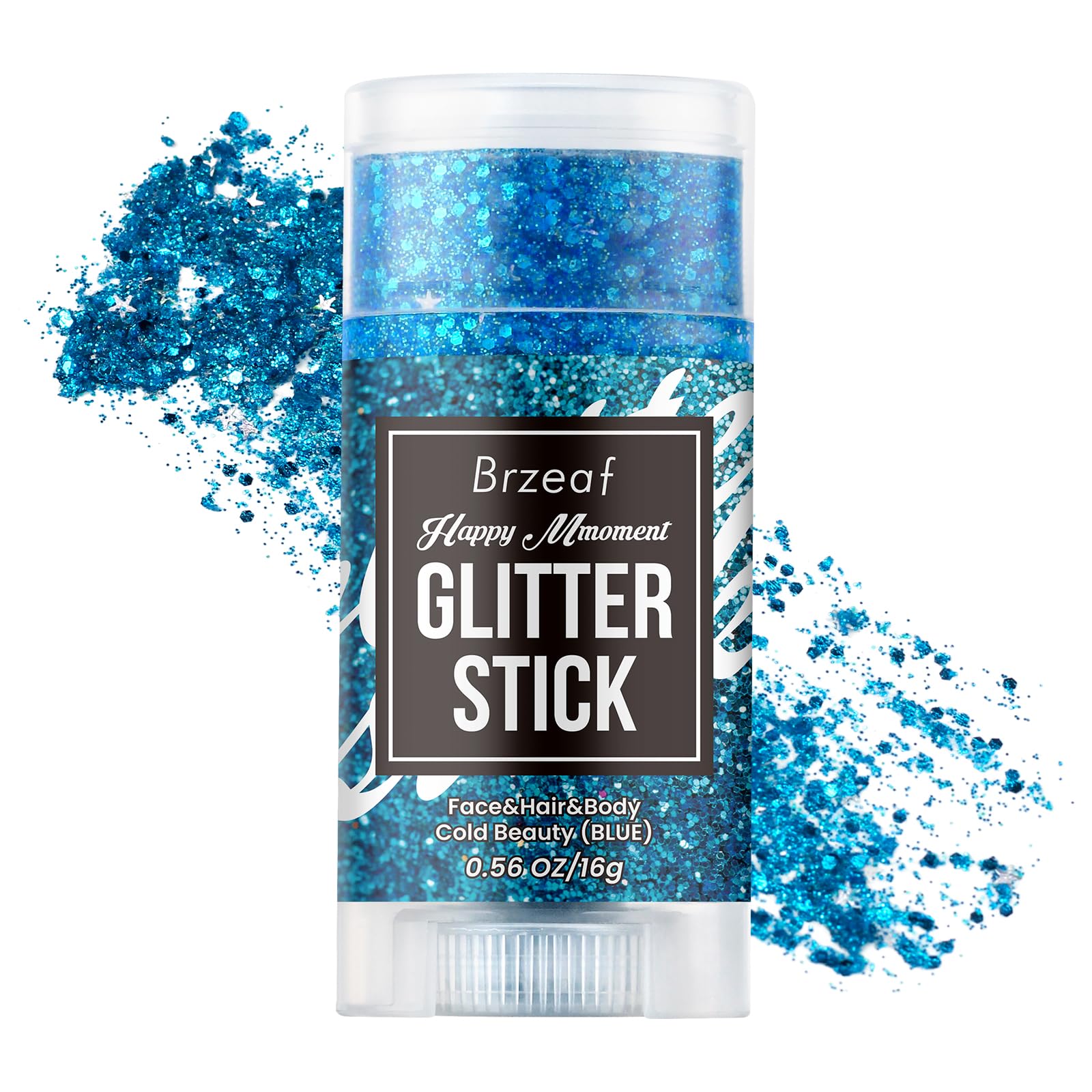 Brzeaf Waterproof Blue Glitter Stick,Festival Rave Accessories, Safe Ingredients & Long Lasting, Hair Eyeshadow Face Glitter Stick, Singer Concert Music Rave Festival, Glitter Stick Makeup for Women