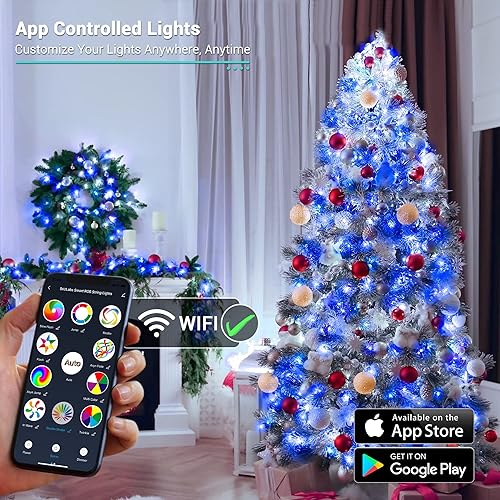 Miniatura 4 de Brizled Luces de Navidad RGB, 164 pies, 498 luces LED inteligentes controladas por aplicación, luces de Navidad que cambian de color regulables,