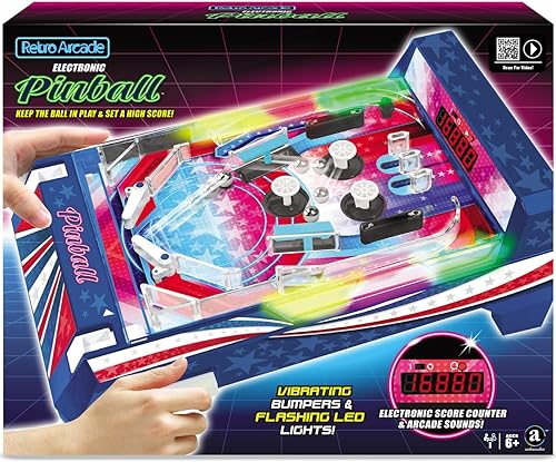 Miniatura 2 de Merchant Ambassador Retro Arcade Electronic: Pinball - Juego de mesa, bumpers vibratorios, luces LED, efectos de sonido, 1 jugador, a partir de 6