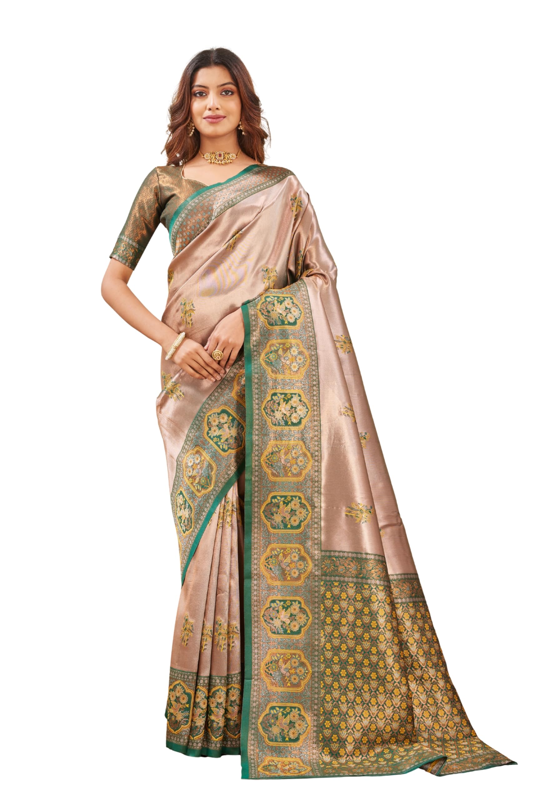 Banarasi Silk Saree With Traditional Woven Design, Beautiful Rich Pallu & Jacquard Jari Work On All Over The Saree-picture-23