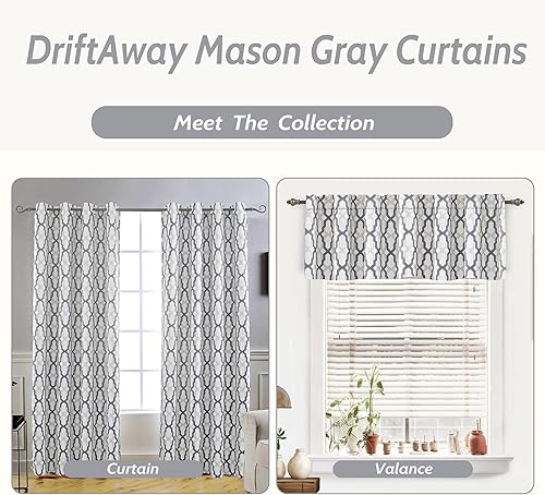 Miniatura 5 de DriftAway Mason - Cortinas térmicas opacas con ojales, patrón geométrico enrejado, 2 paneles cada uno, 52 x 84 pulgadas, color gris