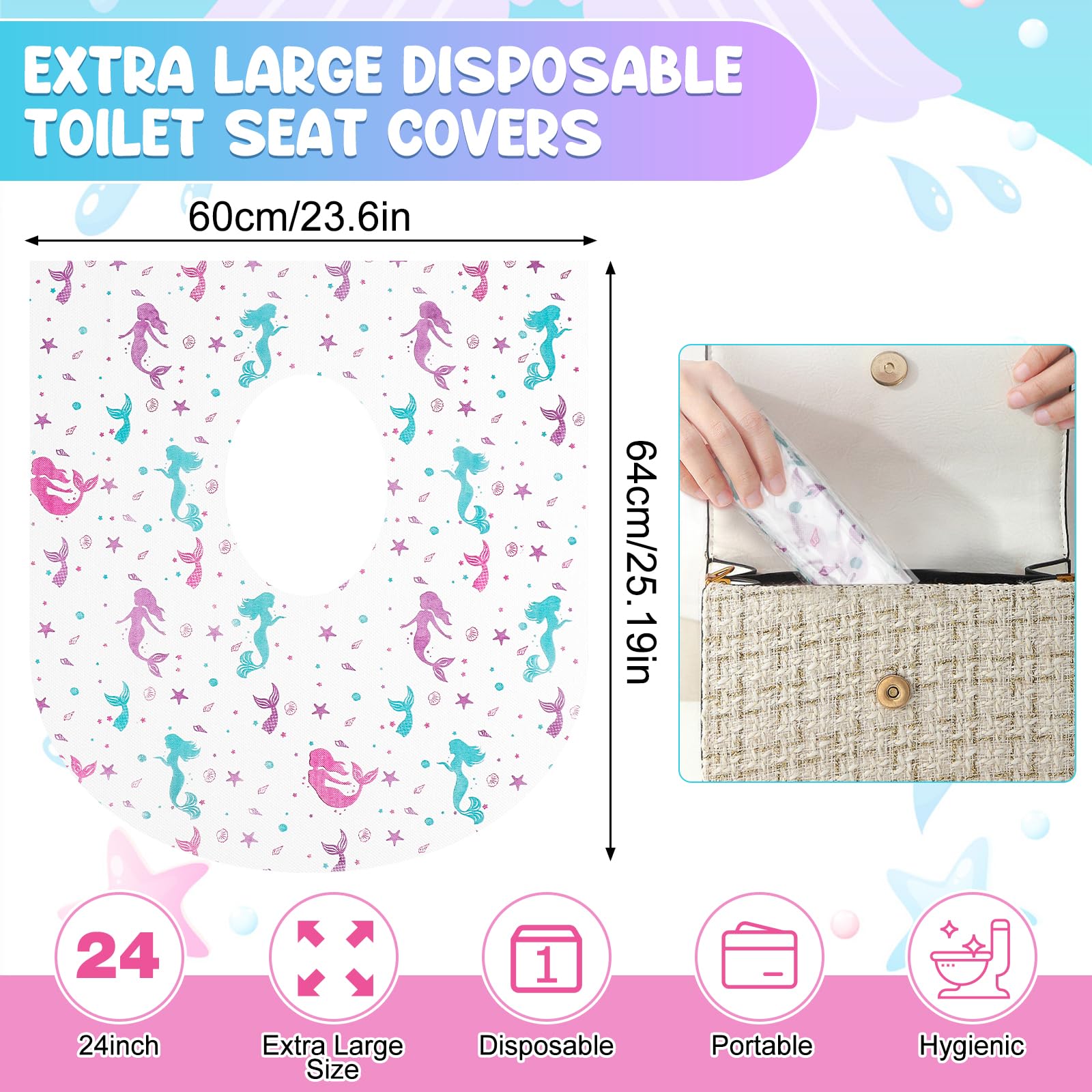 Copriwater Monouso XL 20 Pezzi per Bambini, Sovradimensionato per WC, Ospedale, Ufficio
