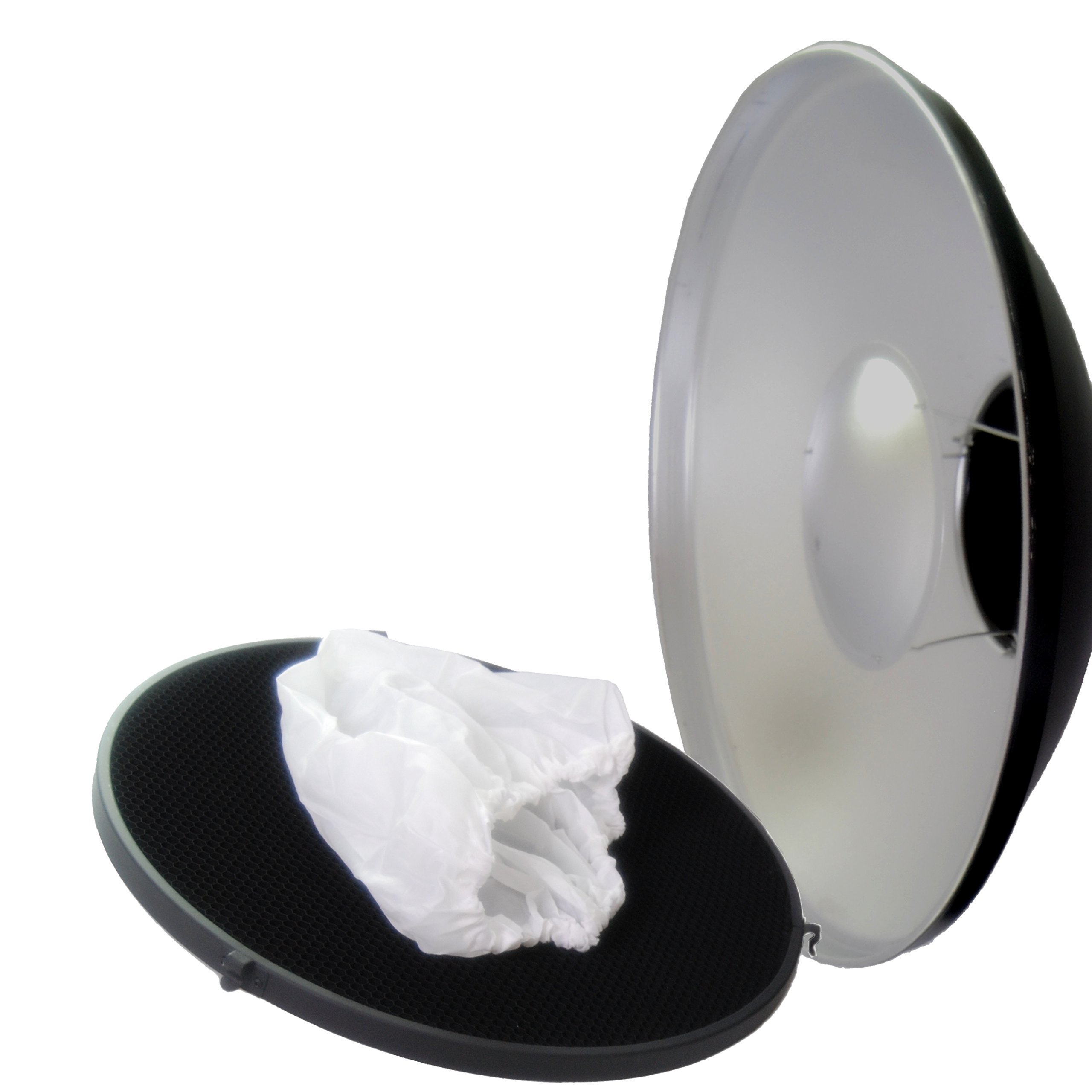 DynaSun S40-MULT 40cm Parabola Riflettente Beauty Dish Professionale per Flash Multiblitz Big con Griglia Nido d'Ape Honeycomb e Diffusore Bianco