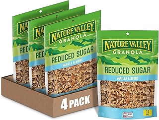 Nature Valley Vanilla Almond Reduced Sugar Granola, 11 OZ Bag (Pack of 4)