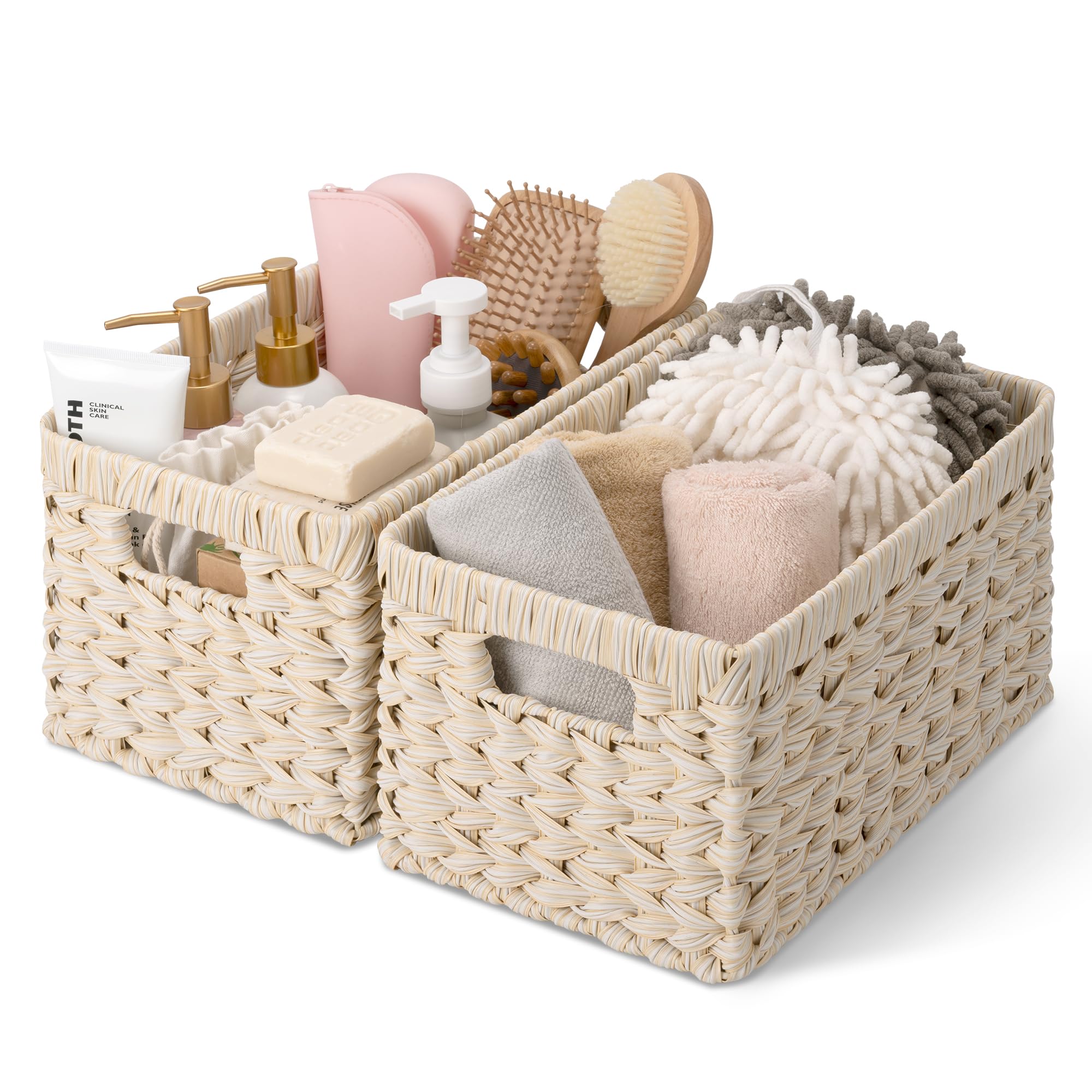 GRANNY SAYS Storage Baskets for Organizing, Wicker Storage Basket for Shelf, Wicker Basket for Organization, Waterproof Basket for Living Room,