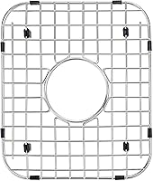 Granatan Stainless Steel Kitchen Sink Protector Grid 13 5/8 x 11 5/8 Inch - Rust-Resistant Sink Rack with Central Drain & Vinyl Bumpers