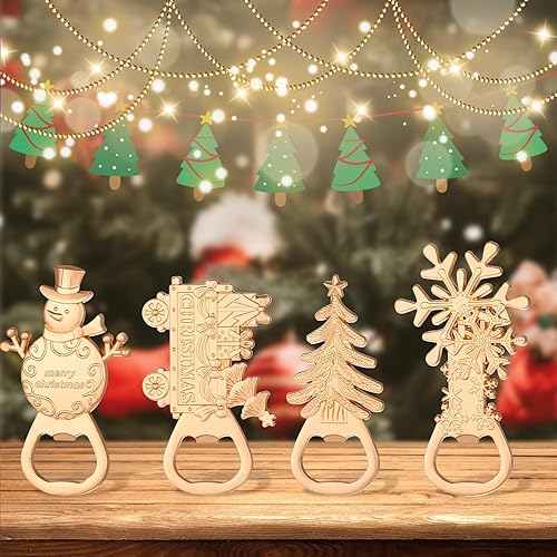 Miniatura 7 de wxfdac 24Pcs 4 in 1 Christmas Beer Bottle Opener Set, Xmas Tree Snowman Snowflask Train Bottle Openers with Gift Box, for Winter Theme Party