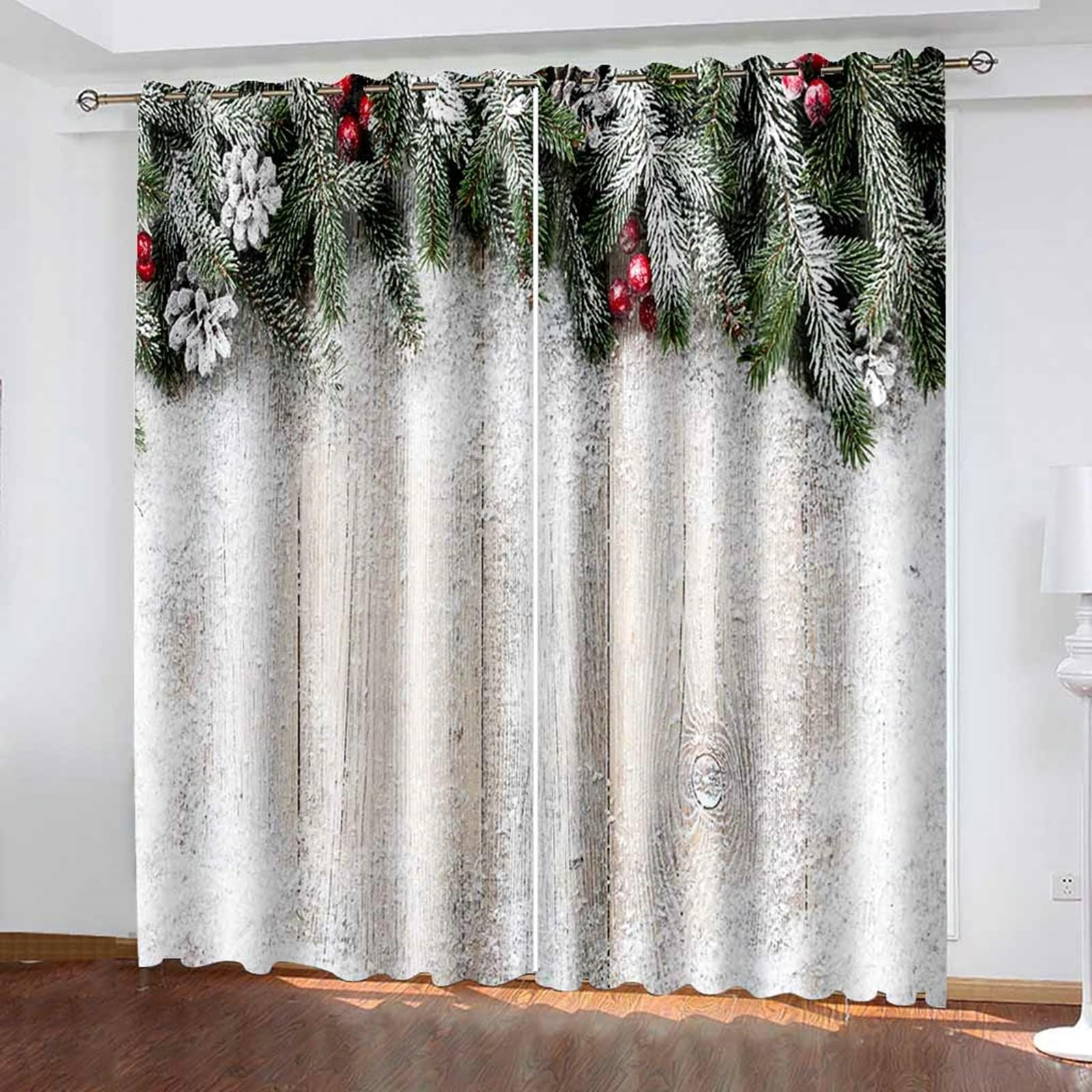 Vorhänge Blickdicht mit Ösen, Thermogardinen Weihnachts Dekorationen H 274 x B 214 cm Wohnzimmer Gardinen, 2er Set