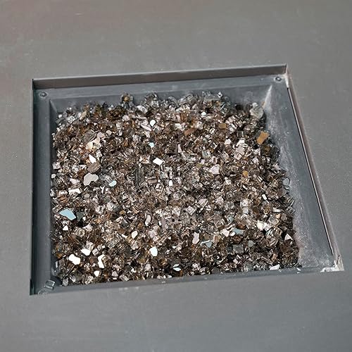 Miniatura 98 de Skyflame 4.53 kg de vidrio resistente al fuego, de 1.27 cm, de brillo intenso para paisajismo de chimenea, lugar para fogatas, Platino reflectante