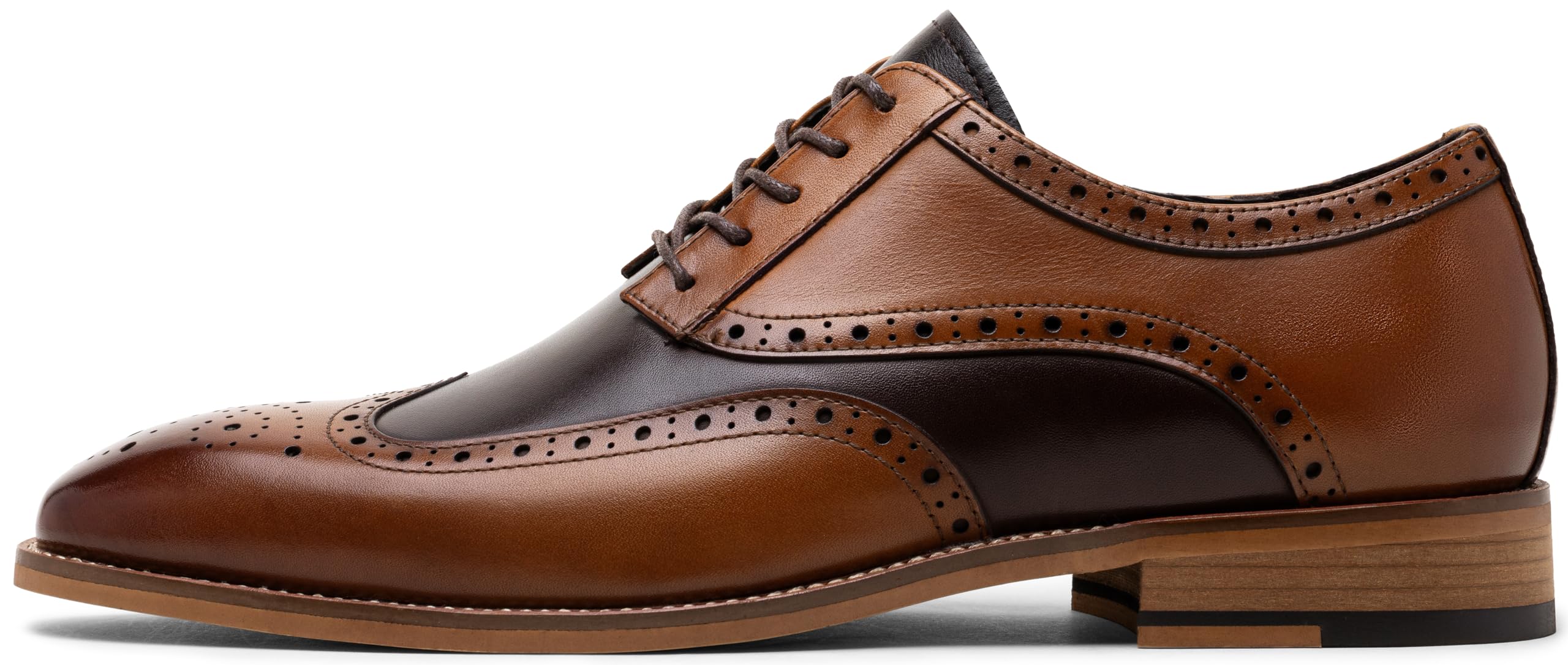 Jousen Mens Dress Shoes Leather Oxford Derby Shoe Formal Brogue Wingtip Dress Shoes for Men