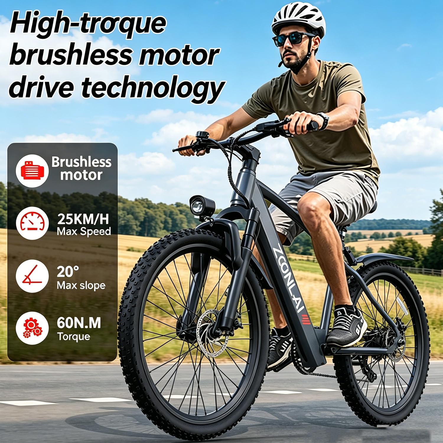Bicicleta eléctrica para Adultos L26 Mejorada, batería de 36 V y 10,4 Ah, neumáticos de montaña Antideslizantes de 26 Pulgadas, Ideal para desplazamientos Diarios y Carretera, 7 velocidades