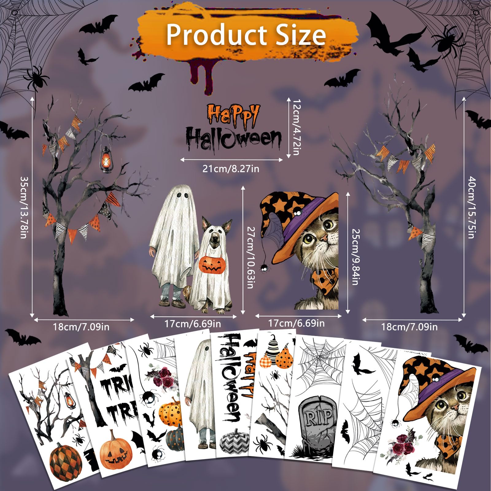 AhfuLife 60Pcs Halloween Window Stickers - Image 3
