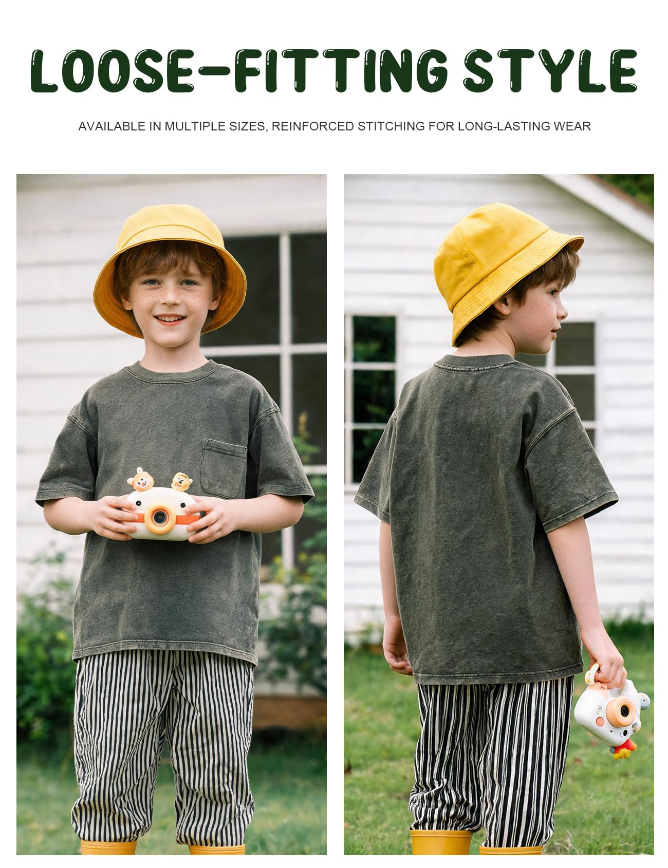 3er-Pack T-Shirts für Jungen und Mädchen, kurzärmelig, säuregewaschene Baumwolle, Kinder-T-Shirts, Sommer-Tops, T-Shirts für 5–14 Jahre
