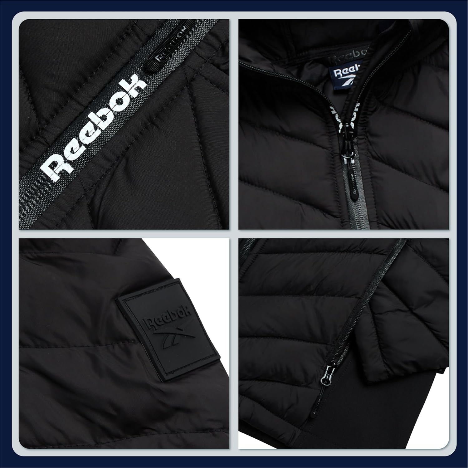 Reebok Womens Puffer Jacket - Midweight Quilted Snow Glacier Shield Full Zip Winter Coat for Women with Hood & Zip Pockets - Image 3