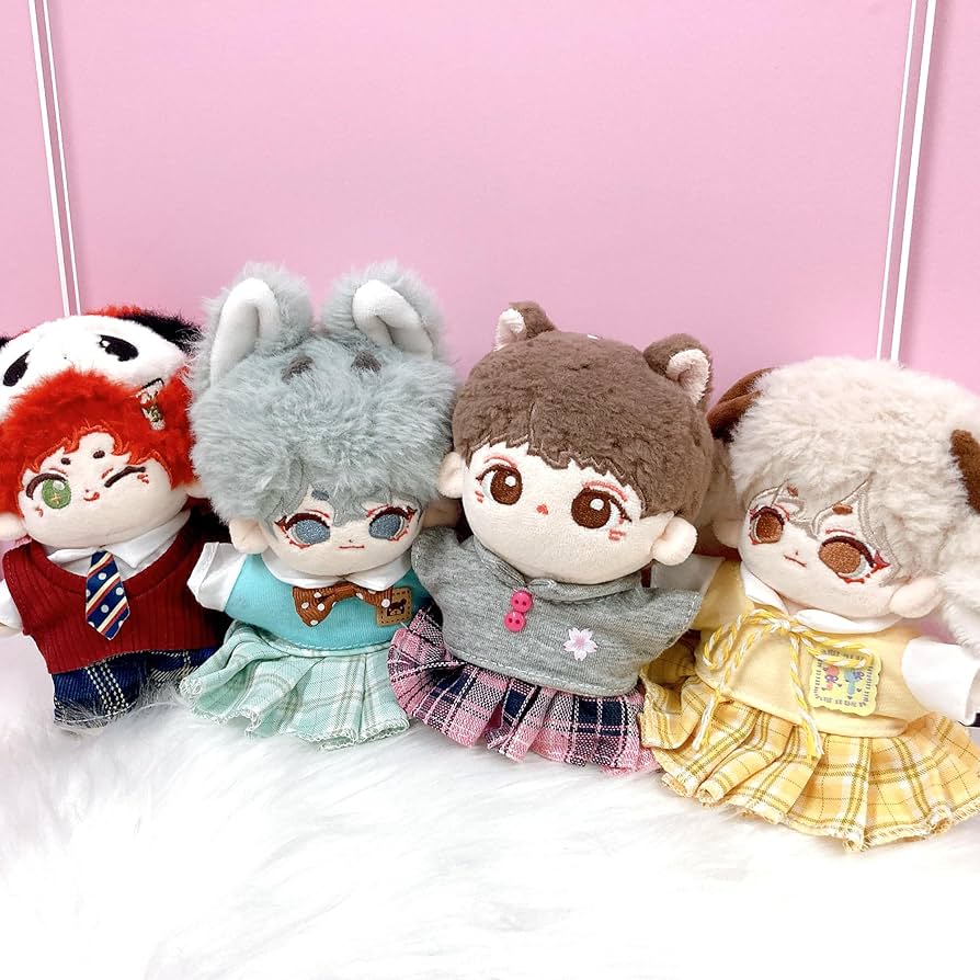 Amazon.co.jp: シャツ&チェックパンツセット 10cm用 レッド ぬい服