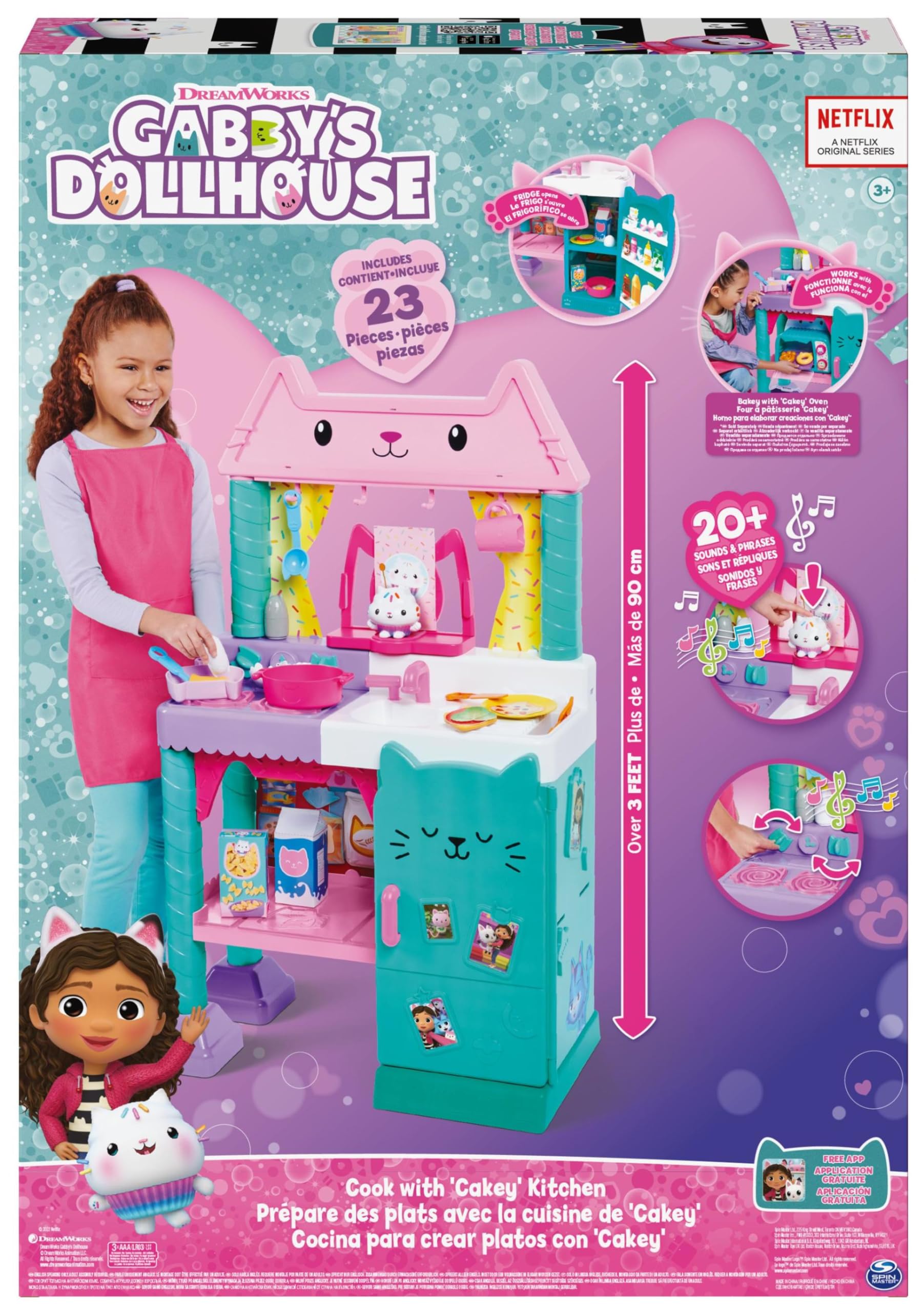 Gabby et la Maison Magique - Gabby Dollhouse - Cuisine De P’tit Chou - 1 Cuisine Géante + 20 Accessoires Gabby Chat - Tirée Du Dessin Animé Gabby Et La Maison Magique - Jouet Enfant 3 Ans et +