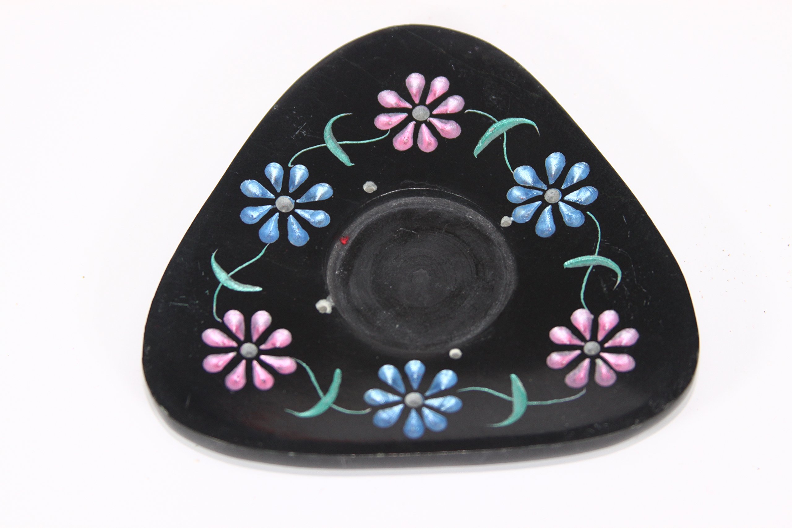 India Bazaar2pc Set Natural Black Stone Candlestick/Incense Stick Holders (7627) 10cm