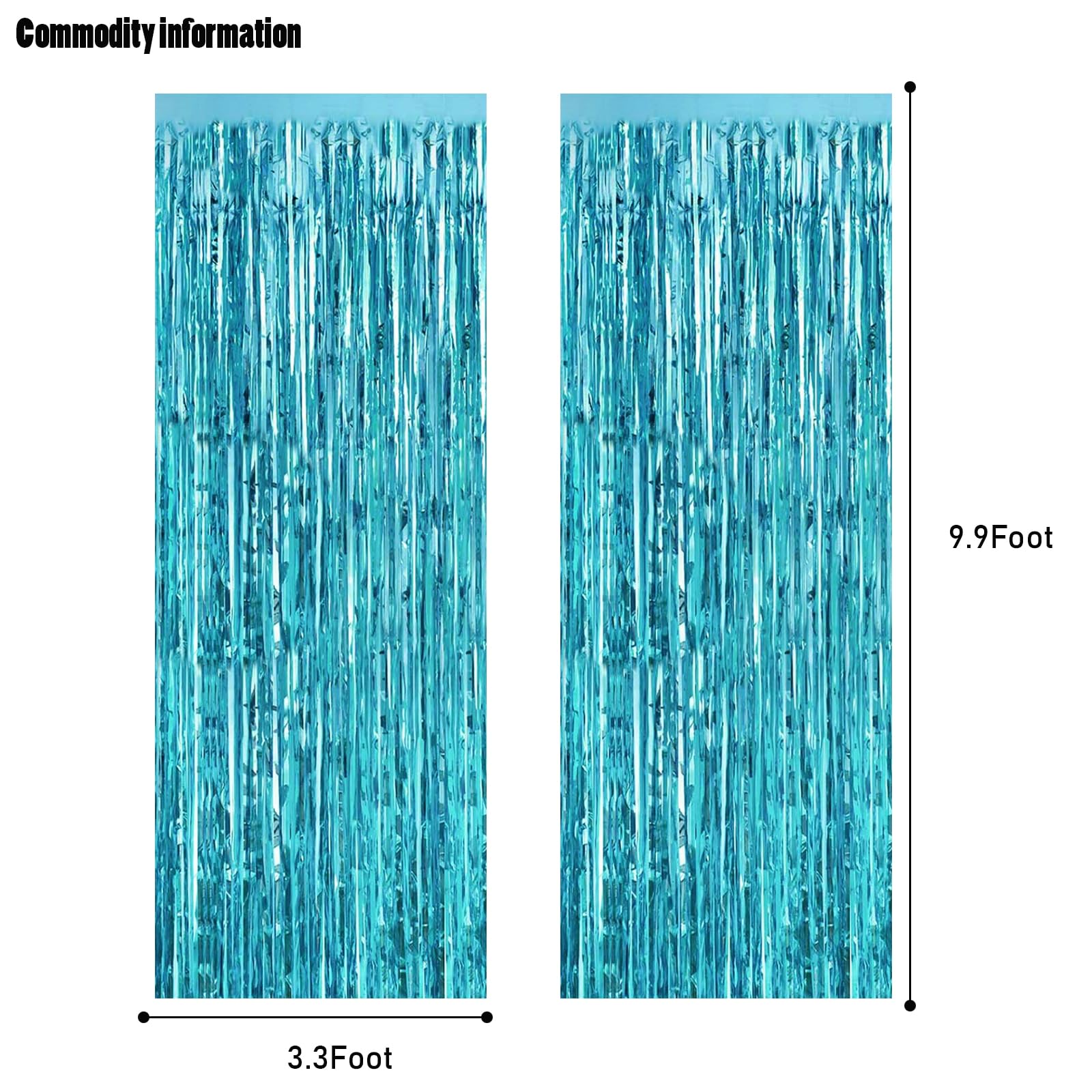 CANREVEL 2 Pack 3.3x8.2 Feet Light Blue Foil Fringe Backdrop Curtains, Tinsel Streamers Birthday Party Decorations, Fringe Backdrop for Birthday Baby Shower Mermaid Under The Sea Ocean Frozen Party