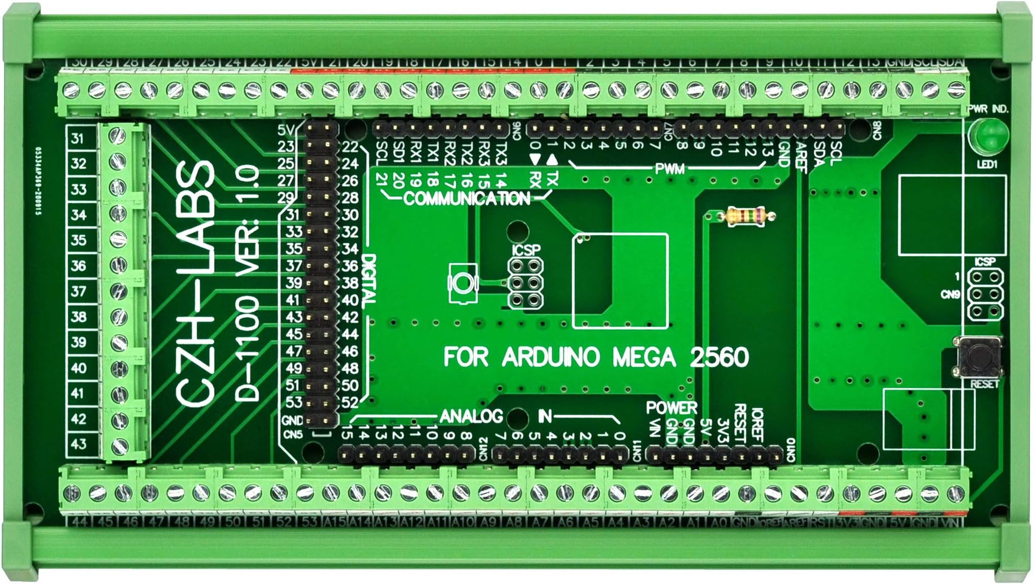 Electronics-Salon DIN Rail Mount Screw Terminal Block Adapter Module, for Arduino MEGA-2560 R3.
