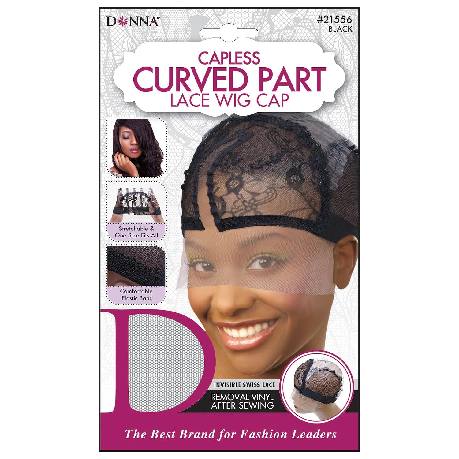 DONNA U-PART Capless Center Front Lace Wig Cap, Wig Head Wig Caps for Women Hair Bonnet for Sleeping Hair Net, 1pc