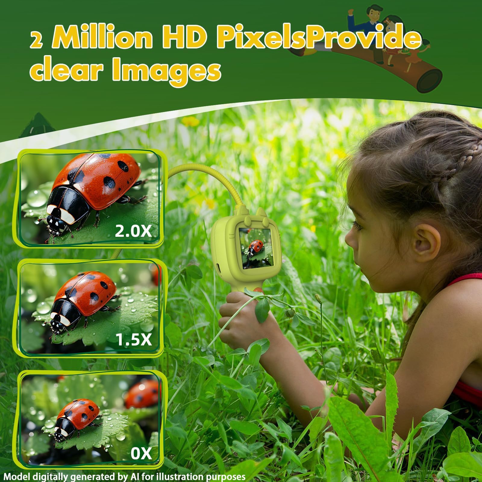 Daxiongmao Endoscope Camera for Children, 1080P Pädagogisches Wissenschafts-Erkundungsspielzeug Set, Naturaktivitäten Endoskopkamera Mit Licht, Birthday Gift for 3 4 5 6 7 8 9 10 Years Boys and Girls