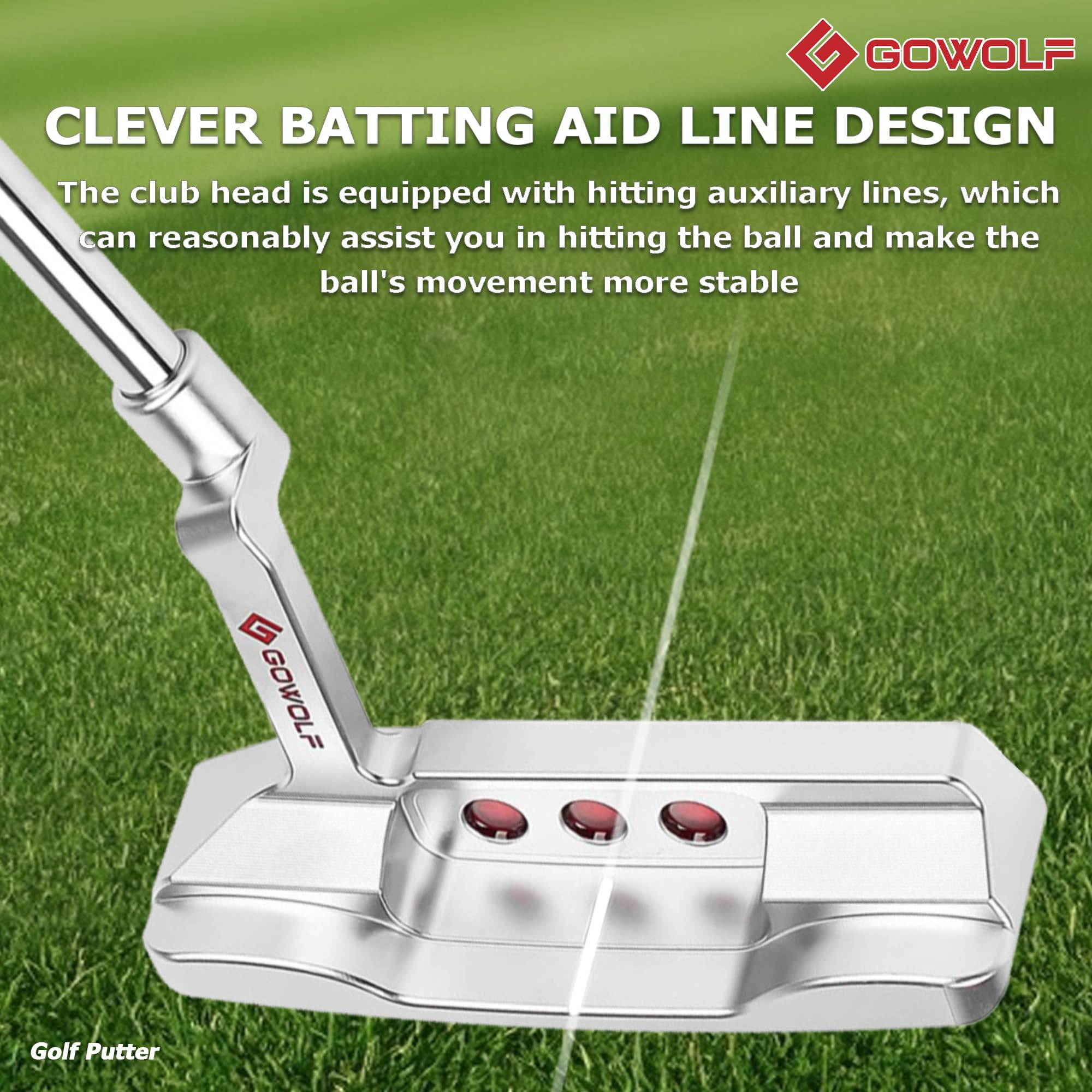 Gowolf Golf Club Putter Men's Right Hand CNC 303 Stainless Steel Forged Blade Putter