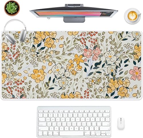 Vintage Multicolor Floral Pattern for Fall Mouse Pad Large Gaming Keyboard with Non- Slip Rubber Base Smooth Face Mat for Desk Mouse Pad Gamer